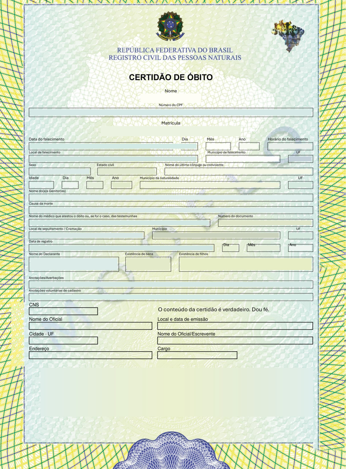 Prévia de Certidão de Óbito